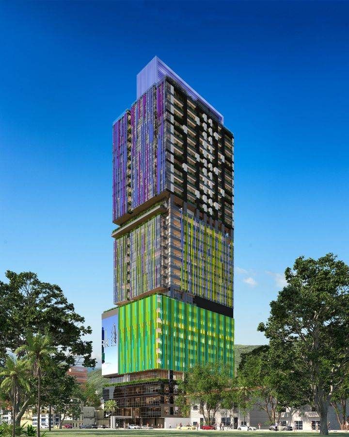 Skypark — vista diurna de la torre completa