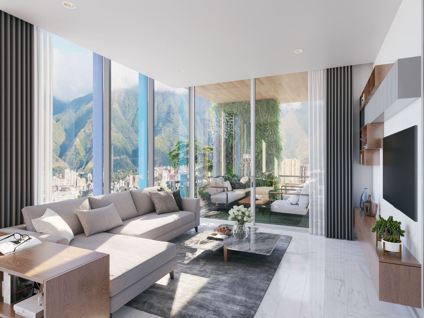 Skypark — sala de estar, apartamento F